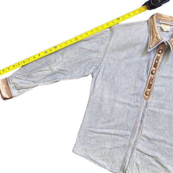 Vintage Denim Shirt – Rhinestone Buttons Western Style - Picture 5 of 9